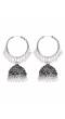Oxidized Silver White Pearls Hoop Jhumka Earrings RAE0681