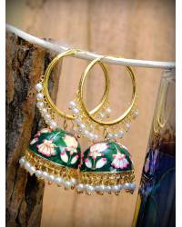 Buy Online Royal Bling Earring Jewelry Baby Pink Meenakari Long Peacock Jhumka Earrings for Jewellery RAE2416