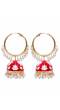 Traditional Gold Plated Red Hoops Jhumka Earrings RAE0687