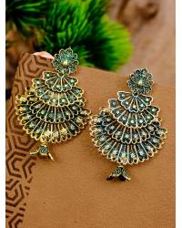 Buy Online Royal Bling Earring Jewelry Oxidized Silver Dark Green Earrings for Women/Girls Jewellery RAE1272