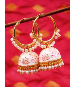 Traditional Gold Plated White Jhumka Jhumki Earring RAE0695