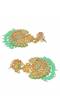 Traditional Gold Plated Kundan Work Sea Green Color Drop & Dangle Earrings RAE0696