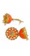 Traditional Orange Kundan Round Jhumka With Whiite Pearl RAE0698