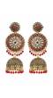 Traditional Gold plated Round Floral red Jhumka Earring RAE0721