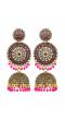 Traditional Gold plated Round Floral Pink Jhumka Earring RAE0722
