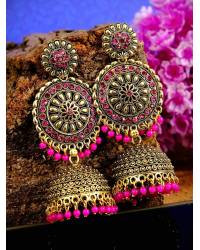 Buy Online Crunchy Fashion Earring Jewelry Oxidized  German Gold Plated Kundan Floral Jhumka Jhumki Earrings RAE2097 Jhumki RAE2097