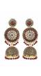 Traditional Gold plated Round Floral Maroon Jhumka Earring RAE0724