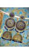 Traditional Gold plated Round Floral Royal Blue Jhumka Earring RAE0725