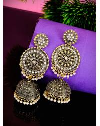 Buy Online Crunchy Fashion Earring Jewelry SwaDev Gold-Plated American Diamond/AD Leaf Pattern Mangalsutra Set SDMS0025 Ethnic Jewellery SDMS0025