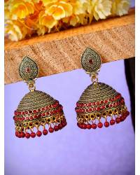 Buy Online Royal Bling Earring Jewelry Traditional Gold Plated Green Chandbali Earring RAE0842 Jewellery RAE0842