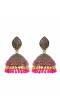Traditional Gold Plated Pink Stone & Pearls Big Jhumka Jhumki Earrings RAE0732 