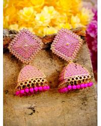 Buy Online Crunchy Fashion Earring Jewelry Pink-Yellow Beaded Bridal Haldi Jewellery Set - Multicolor Floral Jewellery Sets CFS0447