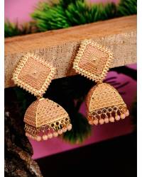 Buy Online Royal Bling Earring Jewelry Traditional Pink  Meenakari Gold Plated Chandbali Earring RAE0866 Jewellery RAE0866