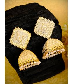 Traditional Gold plated yellow Jhumka Jhumki Earring RAE0743 