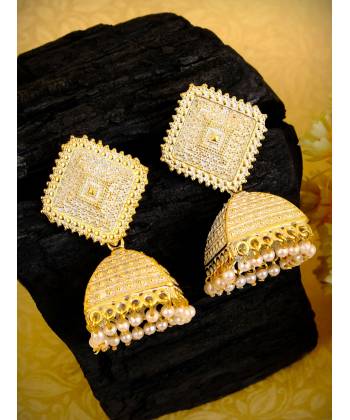 Traditional Gold plated yellow Jhumka Jhumki Earring RAE0743 