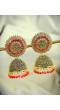 Traditional Gold Plated Red Pearl Jhumka Earring RAE0749 