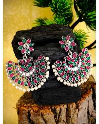 Buy Online Royal Bling Earring Jewelry Oxidised German Silver Meenakari Beautiful Pink Peacock Design Jhumka Earring  RAE0930 Jewellery RAE0930