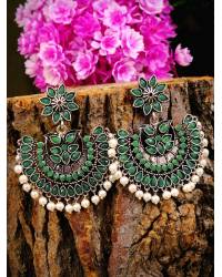 Buy Online Royal Bling Earring Jewelry Oxidized German Silver Traditional Peacock Green  Dangler Design Earrings RAE1489 Jewellery RAE1489
