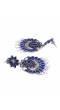 Oxidized Silver Blue Chandwali Dangler With White Pearl Earring RAE0755 