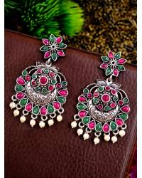 Buy Online Royal Bling Earring Jewelry Oxidised German Silver Studded Antique  Pink Stone work Earrings RAE1219 Jewellery RAE1219