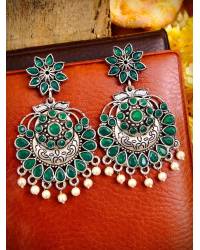 Buy Online Crunchy Fashion Earring Jewelry Traditional Gold-Plated Kundan Dark Green Studded Cocktail Rings CFR0528 Jewellery CFR0528