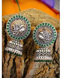 Buy Online Royal Bling Earring Jewelry Traditional Gold Plated Green Peacock Dangler Earrings RAE0694 Jewellery RAE0694