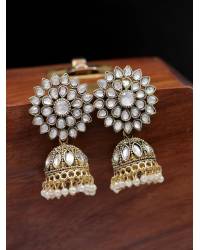 Buy Online Crunchy Fashion Earring Jewelry Crunchy Fashion Gold-Plated Pearls Grey & Yellow Ethnic Kundan Earring & Maang Tika Set RAE2167 Earrings RAE2167