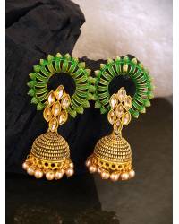 Buy Online Crunchy Fashion Earring Jewelry Meenakari Round Floral Blue Golden Earrings RAE0909 Jewellery RAE0909