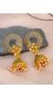 Gold-Plated Round Croown Kundan Earrings With Pearls RAE0778