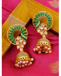 Buy Online Crunchy Fashion Earring Jewelry Crunchy Fashion Gold-Plated Grey Kundan Floral Design Jhumki Earring RAE2095 Jhumki RAE2095