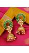 Gold Plated Green Crown Kundan Earrings  RAE0779