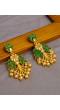 Designer Studded Gold plated Leaves Style kundan Earrings With Pearls RAE0781