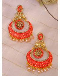 Buy Online Crunchy Fashion Earring Jewelry Traditional Kundan Work Chandbali Design  Heavy Manng Tika With White Pearl  CFTK0026 Jewellery CFTK0026