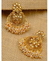 Buy Online Royal Bling Earring Jewelry Gold-Plated Jhalar Bali Hoop Earrings With Grey Pearls RAE1480 Jewellery RAE1480