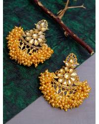 Buy Online Crunchy Fashion Earring Jewelry Crunchy Fashion Gold-plated Handmade Green Stone Mirror Work Jhumka Earring RAE2065 Ethnic Jewellery RAE2065