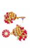 Gold plated Traditional Jhumka Earrings Temple Style With Red & White Pearls RAE0788