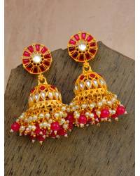 Buy Online Royal Bling Earring Jewelry Gold-plated Meenakari Long Jhumki Yellow  Earrings RAE1331 Jewellery RAE1331