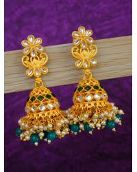 Buy Online Royal Bling Earring Jewelry Crunchy Fashion Traditional Gold-plated Lakshmi Temple Green Kundan Jewellery Set RAS0476 Jewellery Sets RAS0476