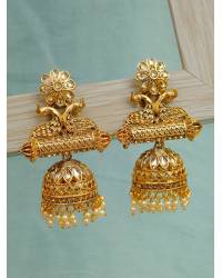 Buy Online Crunchy Fashion Earring Jewelry Crunchy Fashion Gold-Plated Green Beads & Tassel  Ethnic Jhumka Earrings RAE1885 Jewellery RAE1885