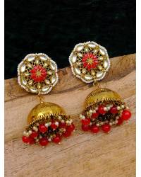 Buy Online Royal Bling Earring Jewelry Gold-Plated Jhalar Bali Hoop Earrings With Blue Pearls RAE1479 Jewellery RAE1479