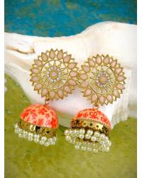 Buy Online Crunchy Fashion Earring Jewelry Green  With White Pearls Jhumki Earrings  Jewellery RAE0376