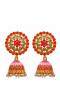 Traditional Gold Plated Red Floral Kundan Earring RAE0801