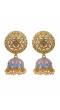 Gold Plated Grey Round  Kundan Jhumka Earring RAE0804