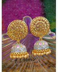 Buy Online Royal Bling Earring Jewelry Gold Plaetd Heart Skyblue Kundan Dangler Earrings  Jewellery RAE0544