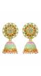 Indian Traditional Gold Plated Sea Green Floral Kundan Jhumka Earring RAE0807