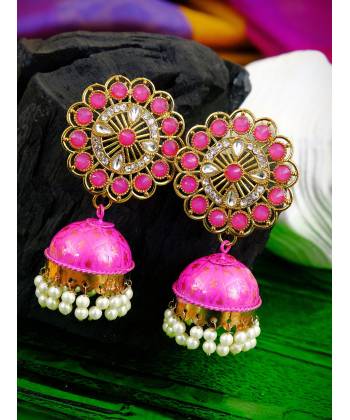 Traditional Gold Plated Pink & White Pearl Earring  RAE0808
