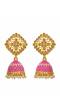 Gold Plated  Meenakari Pink Kundan Jhumka Earrings RAE0809