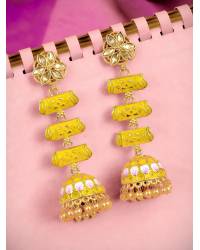 Buy Online Royal Bling Earring Jewelry Gold plated Kundan Flower Meenakari Black Hoop Jhumka  Earrings  With White Pearl Earrings RAE0864  Jewellery RAE0864
