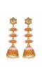 Traditional Orange Gold plated Kundan Jhumka Style Layered Earring RAE0812