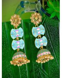 Buy Online Royal Bling Earring Jewelry Gold plated Green Long Jhumka Earrings Jewellery RAE0337
